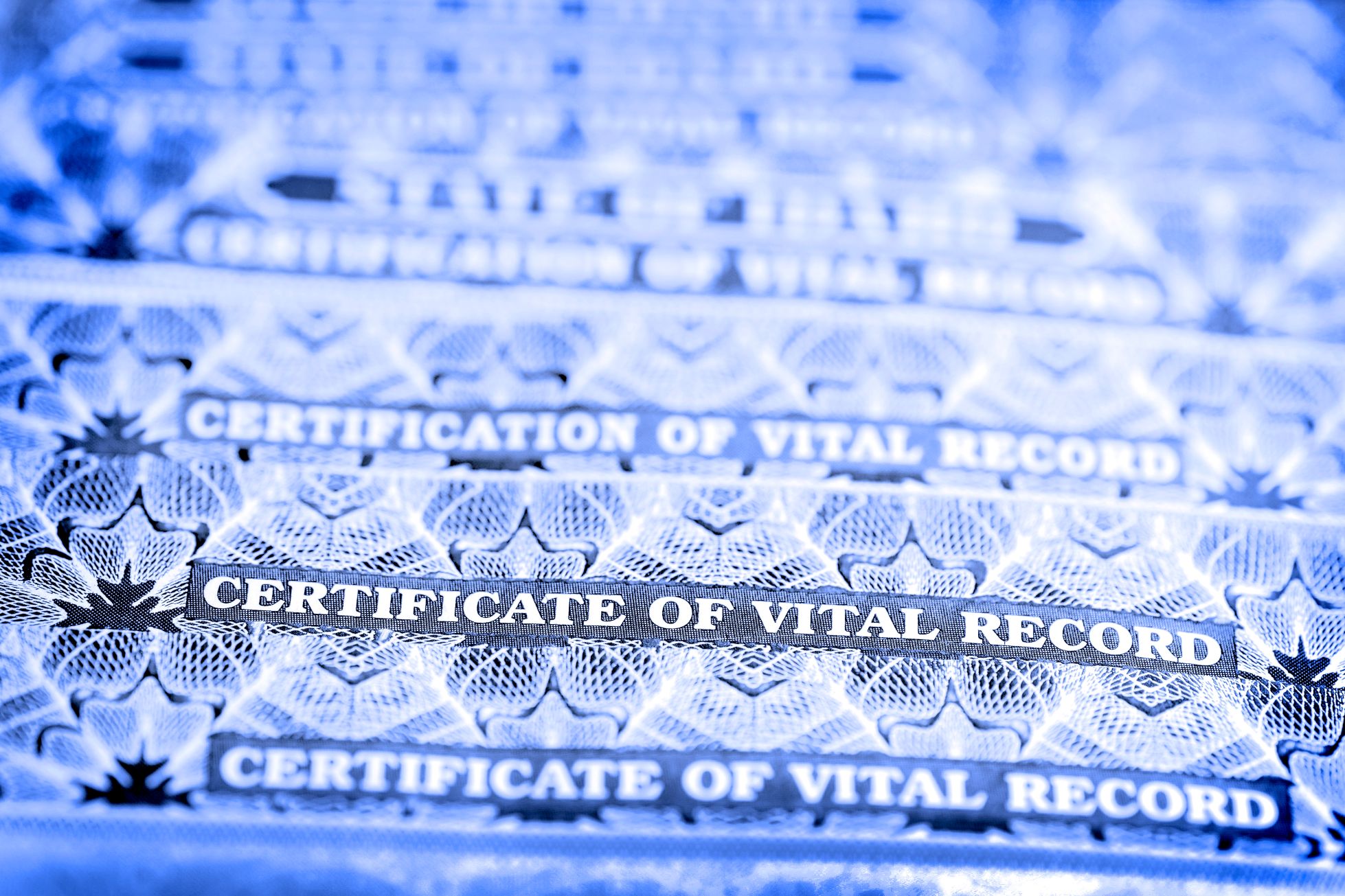 Certificates of vital records for birth.